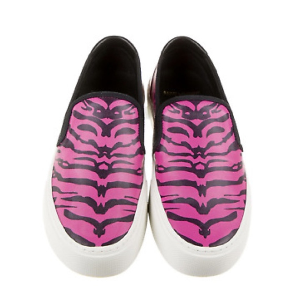 Saint Laurent Hot Pink Zebra Print Slip On Sneakers